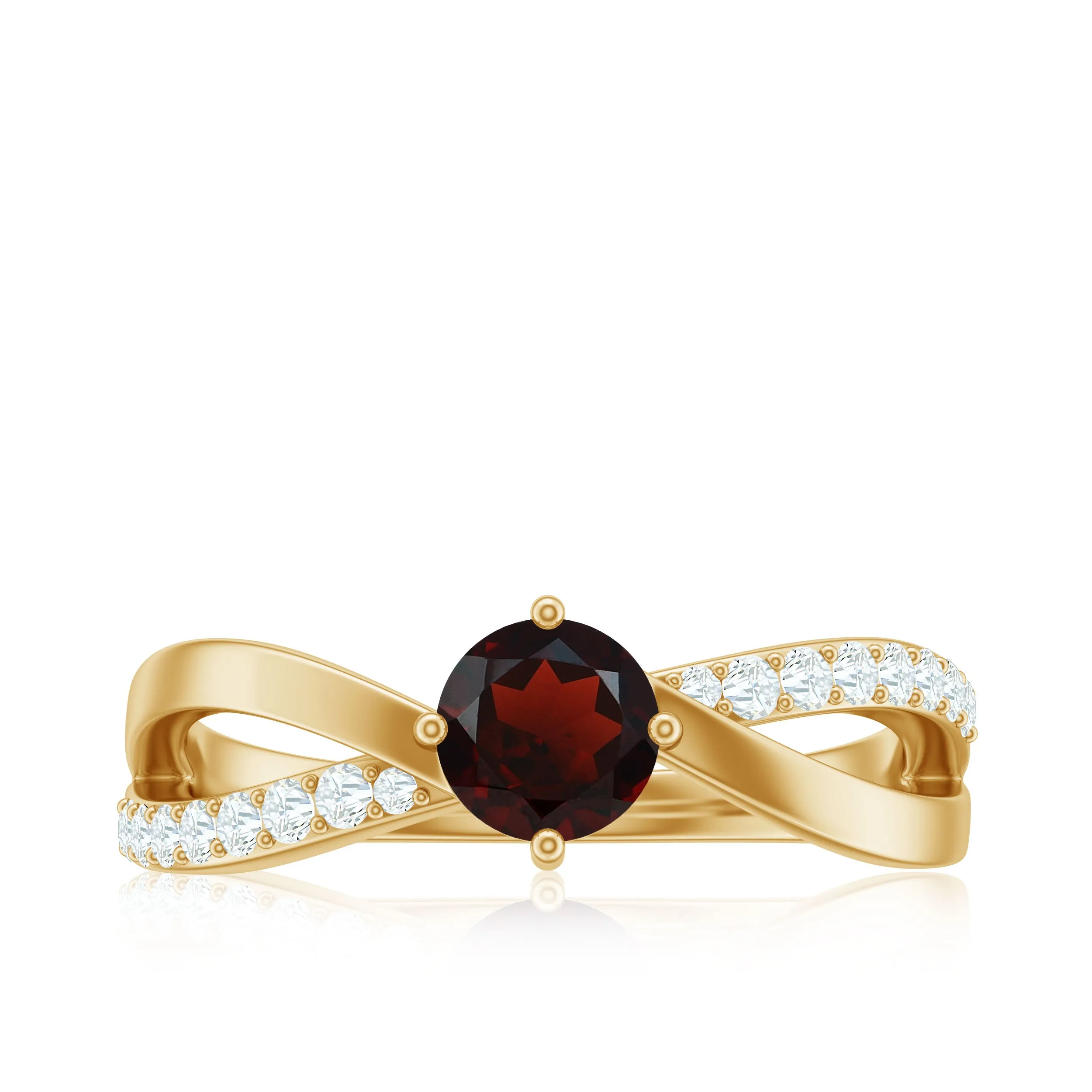 0.50 CT Garnet Solitaire and Diamond Infinity Ring