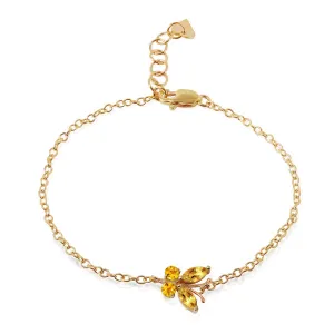 0.6 Carat 14K Solid Yellow Gold Butterfly Bracelet Citrine