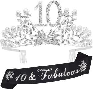 10th Birthday, 10th Birthday Gifts for Girls, 10th Birthday Tiara and Sash, 10 Fabulous