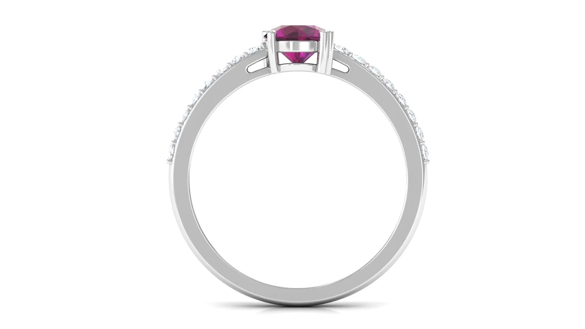 1.25 CT Rhodolite Solitaire Promise Ring with Moissanite Accent