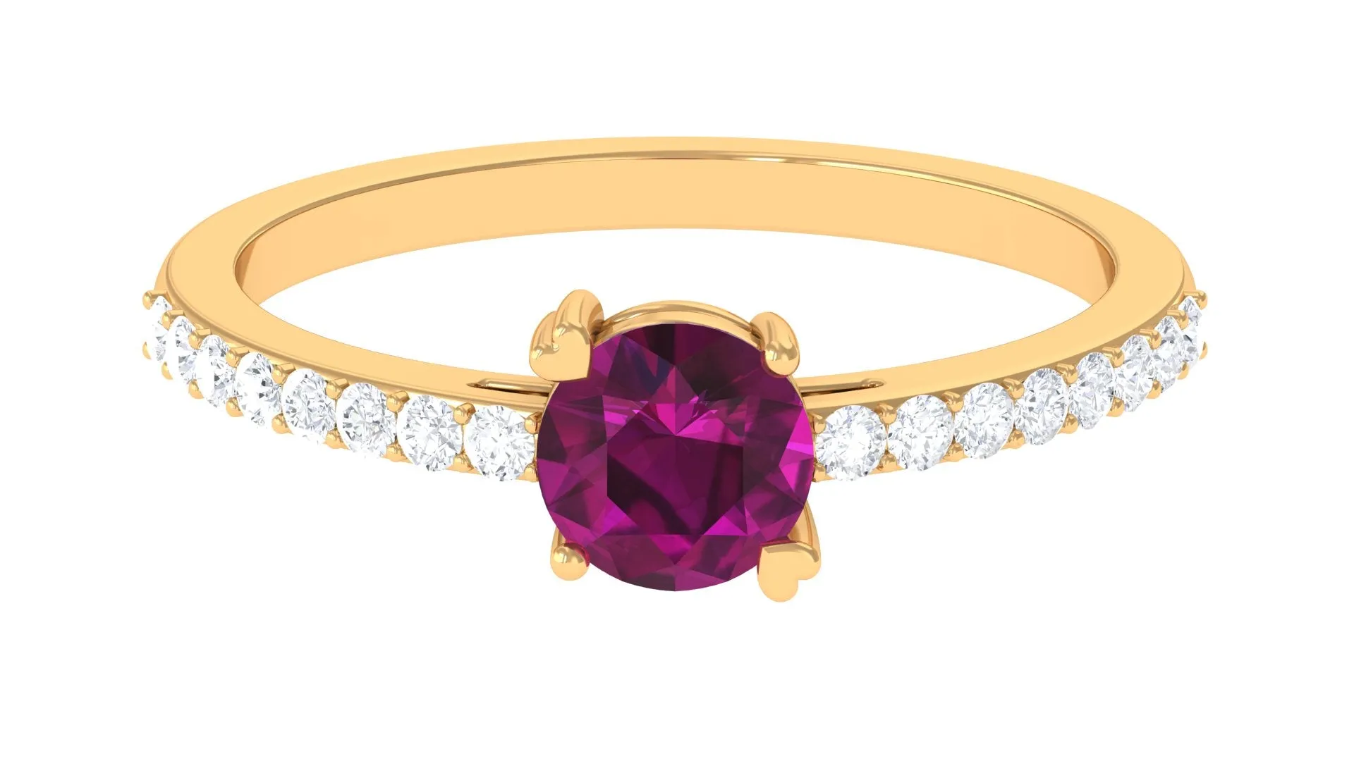 1.25 CT Rhodolite Solitaire Promise Ring with Moissanite Accent