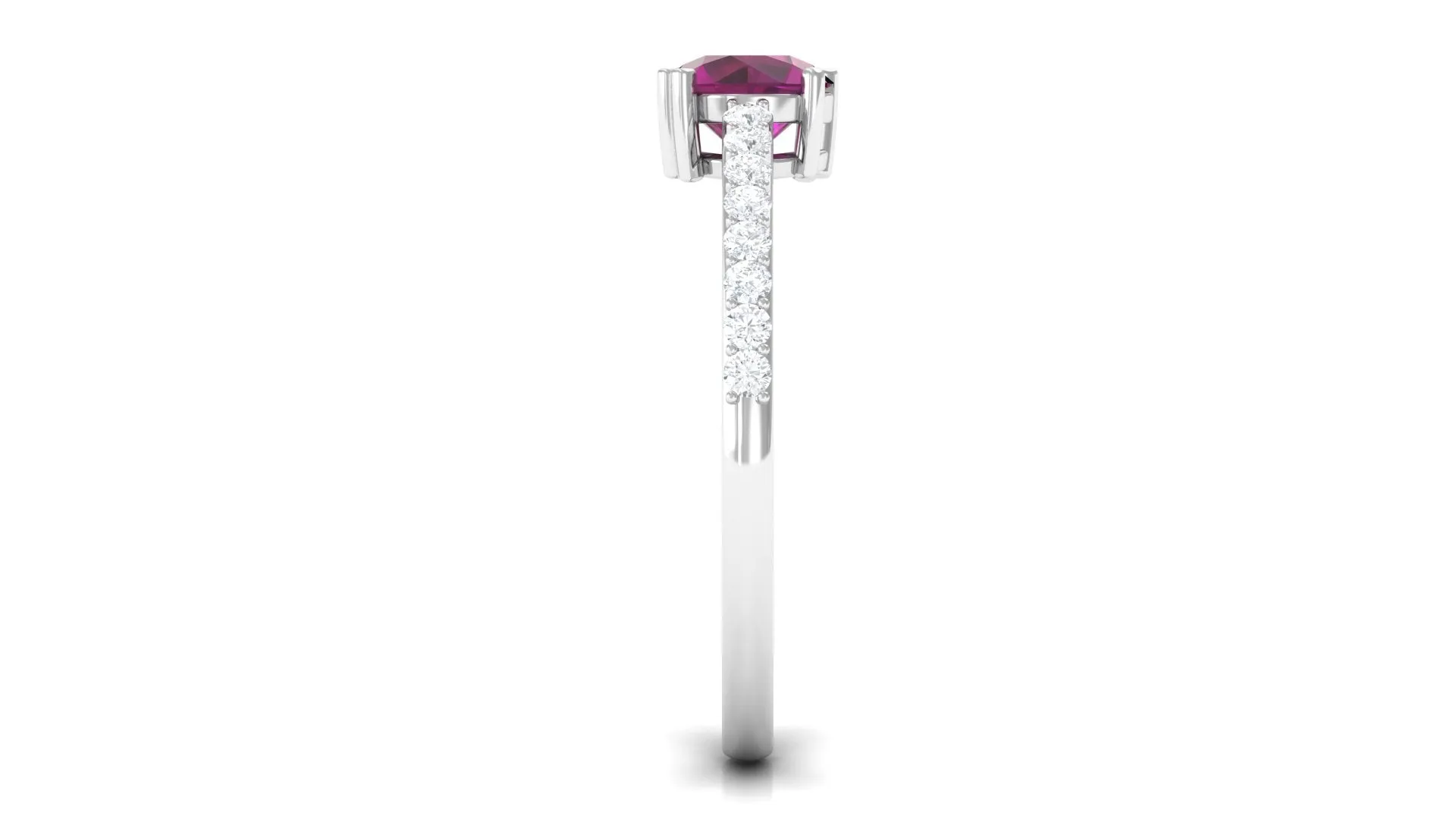 1.25 CT Rhodolite Solitaire Promise Ring with Moissanite Accent