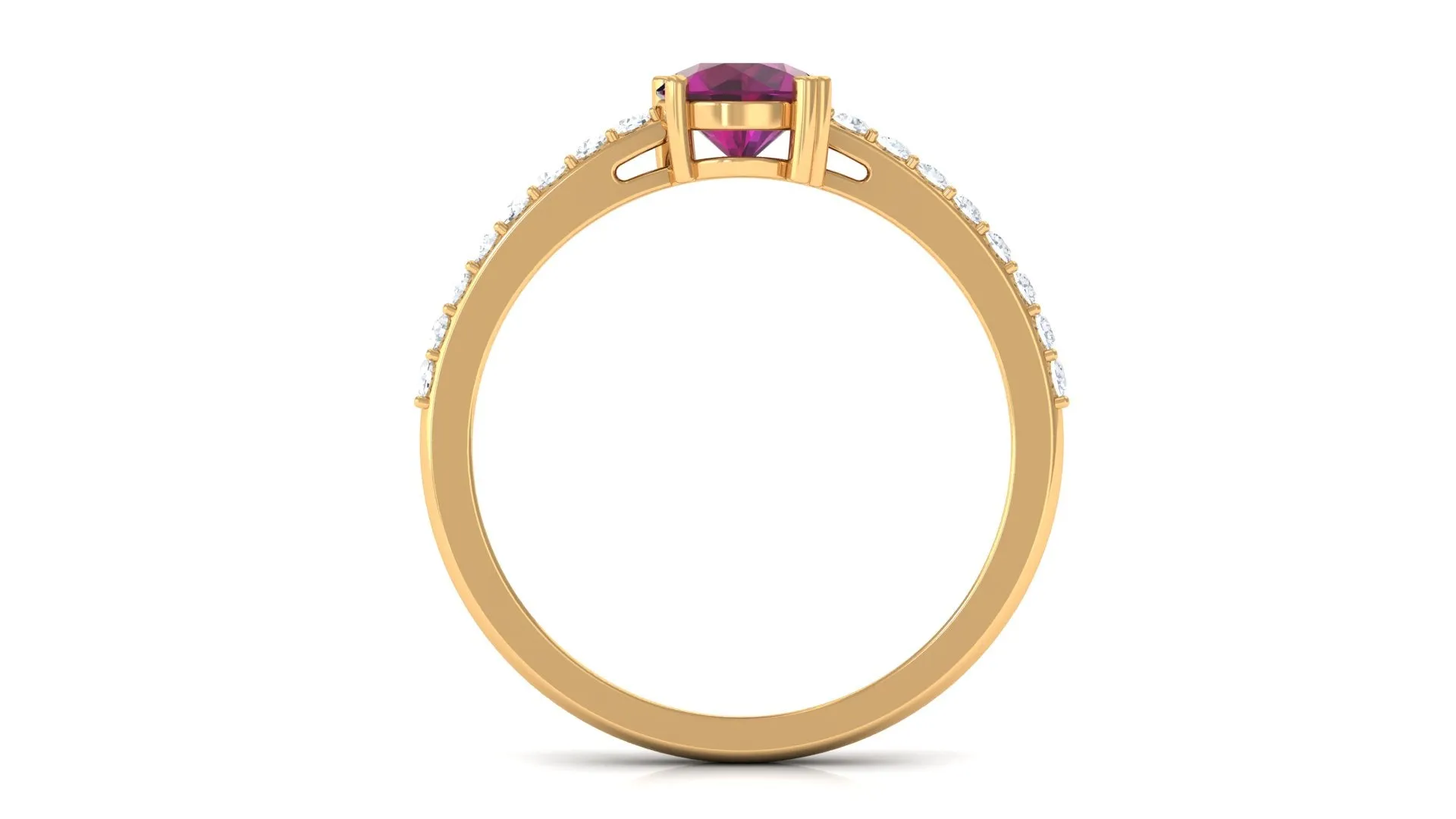 1.25 CT Rhodolite Solitaire Promise Ring with Moissanite Accent