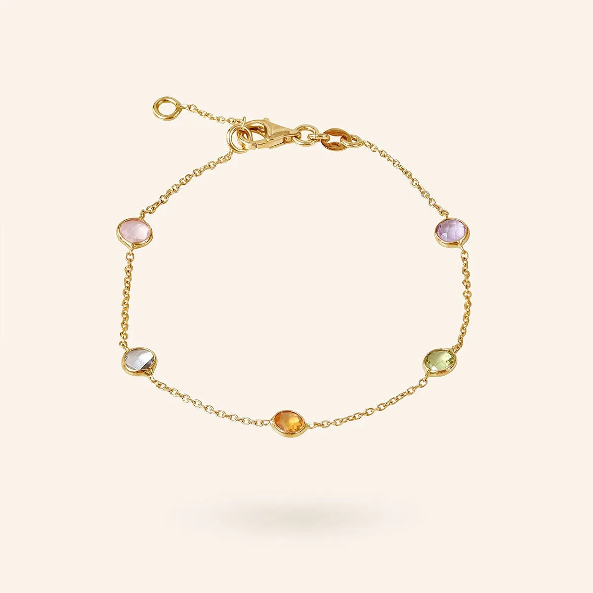 14K Gold Multi Gemstone Bracelet