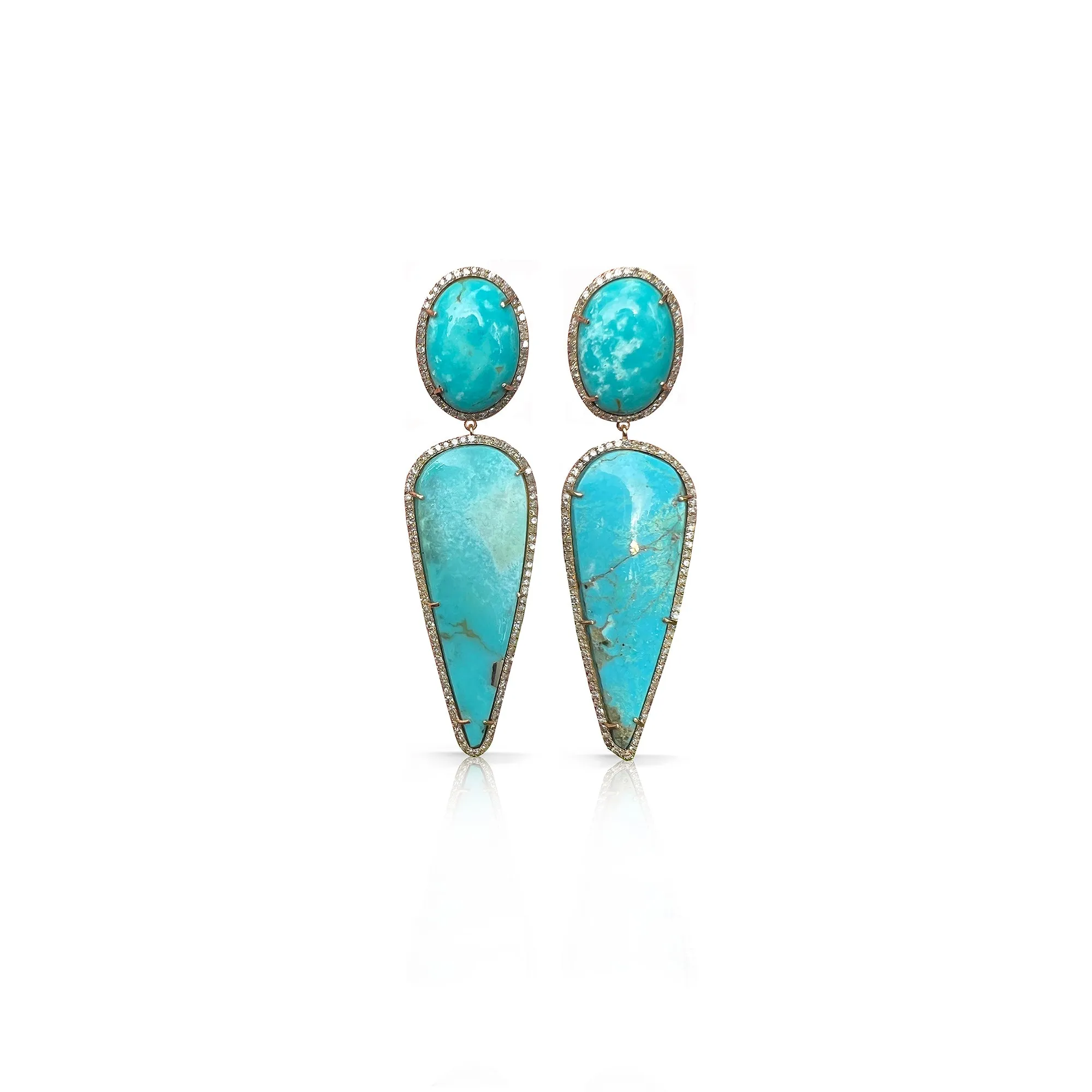 14k Turquoise Double Drop Earrings