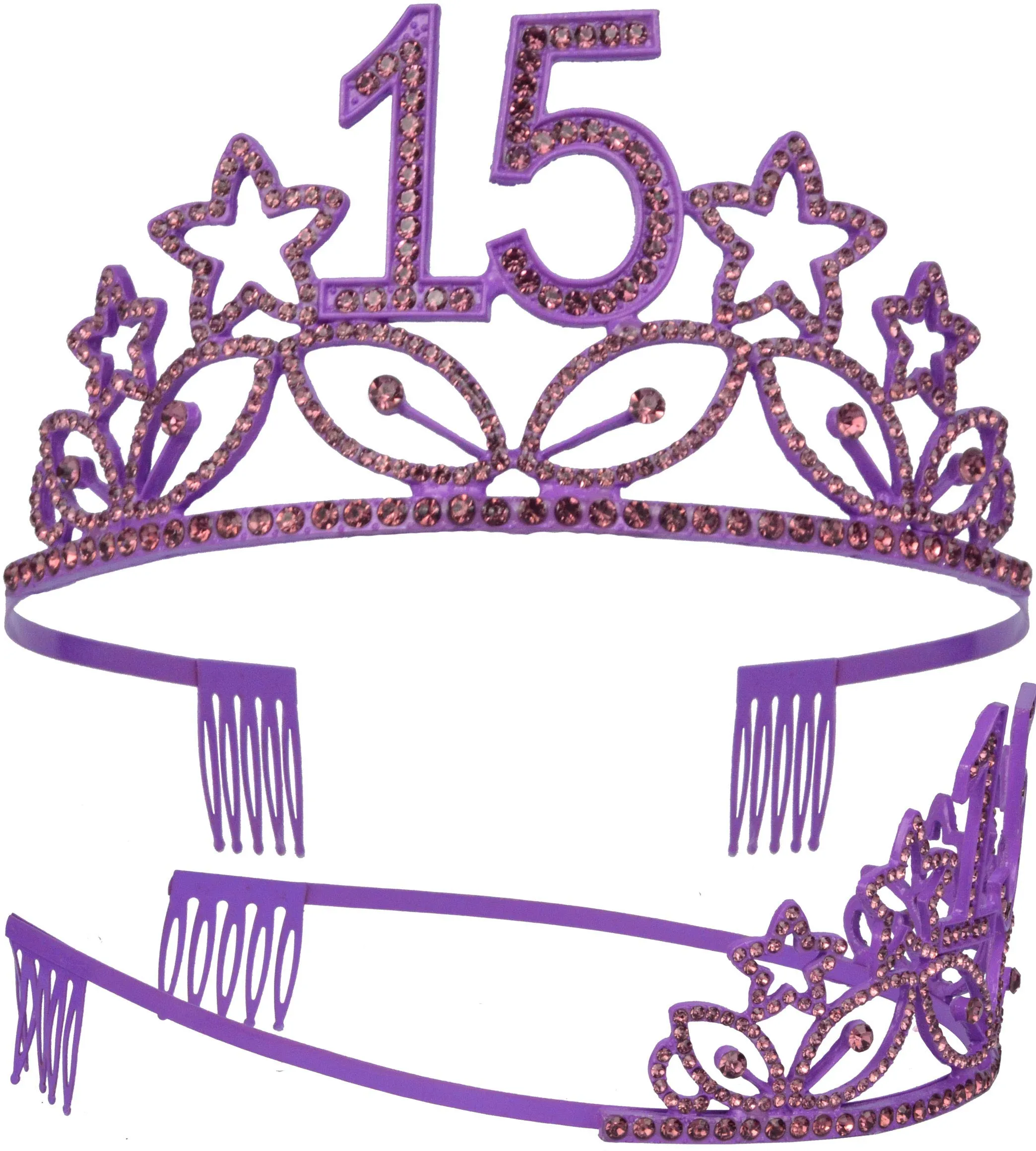 15th Birthday Gifts for Girl, 15th Birthday Tiara and Sash Purple, HAPPY 15th Birthday