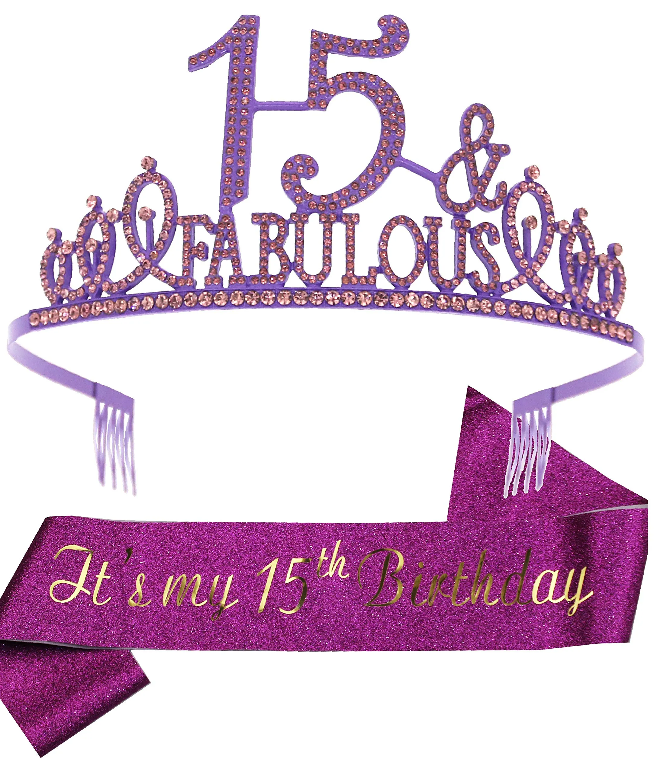 15th Birthday Gifts for Girls, 15th Birthday Tiara and Sash, 15th Birthday Decorations