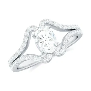 1.75 CT Oval Moissanite Split Shank Engagement Ring