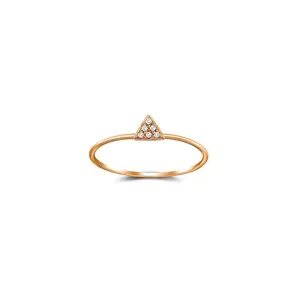 18k Gold Small Triangle Shape Pave Diamond Ring