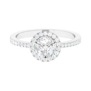 2 CT Round and Marquise Moissanite Cluster Engagement Ring