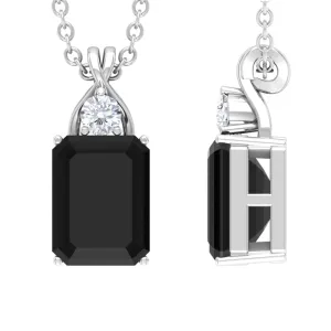 2 CT Simple Black Onyx Solitaire Pendant with Moissanite