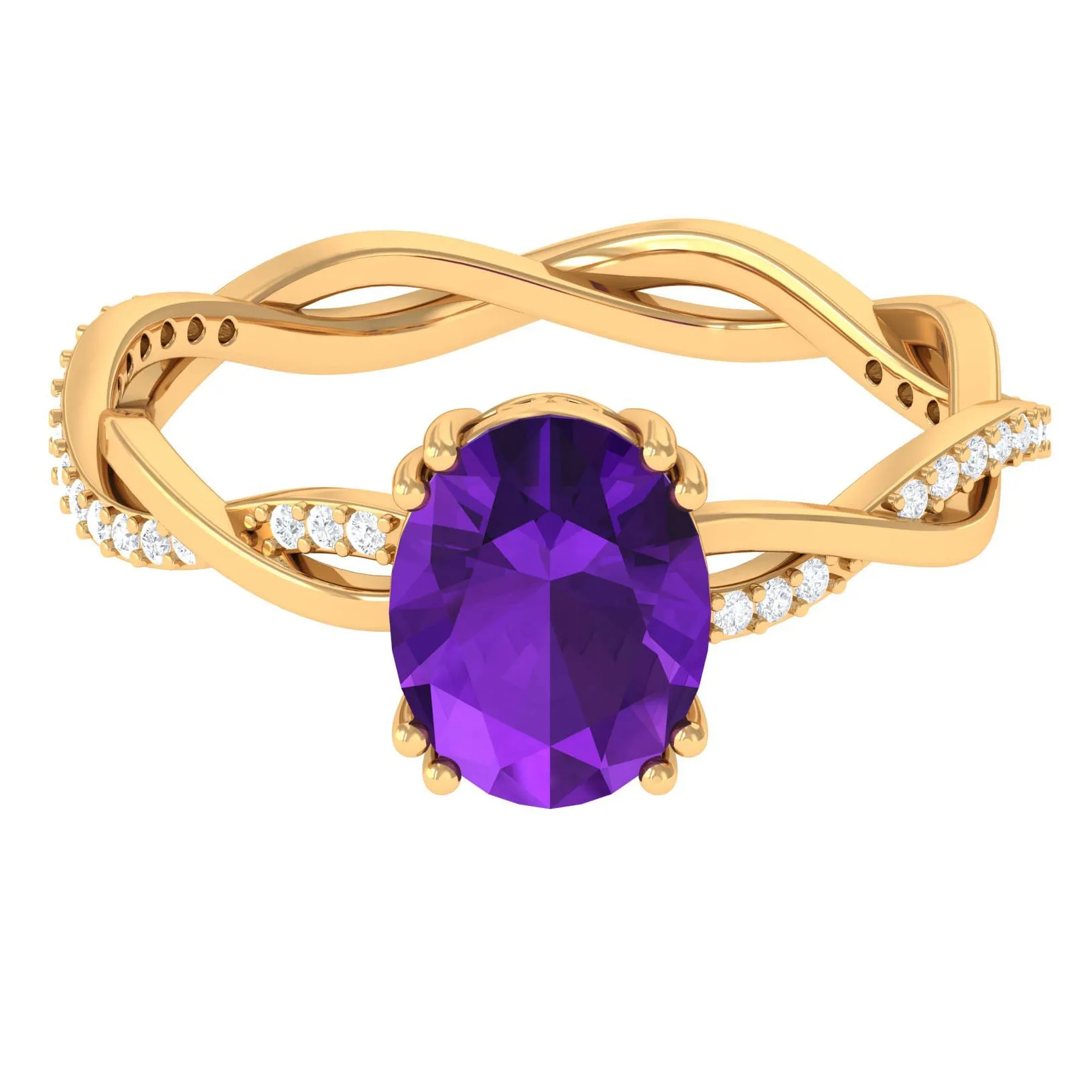 2.75 CT Oval Amethyst and Diamond Braided Engagement Ring