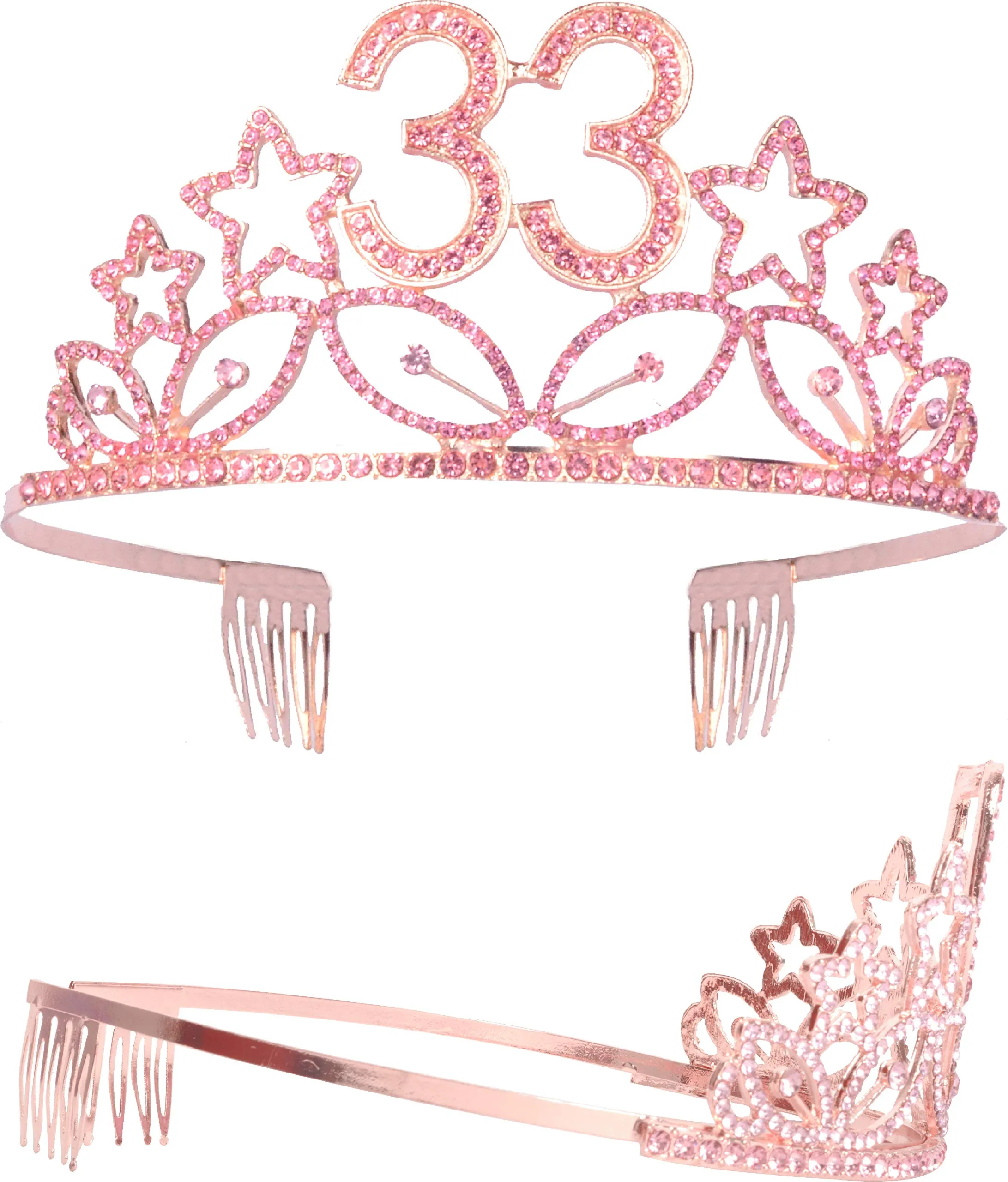 33rd Birthday Gifts for Women, 33rd Birthday Tiara and Sash pink, HAPPY 33rd Birthday