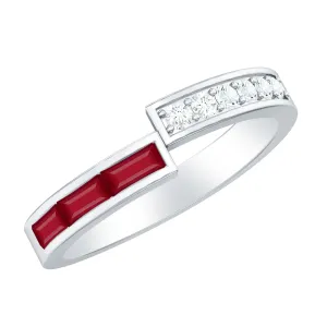 3/4 CT Round Certified Ruby and Diamond Gold Band Ring