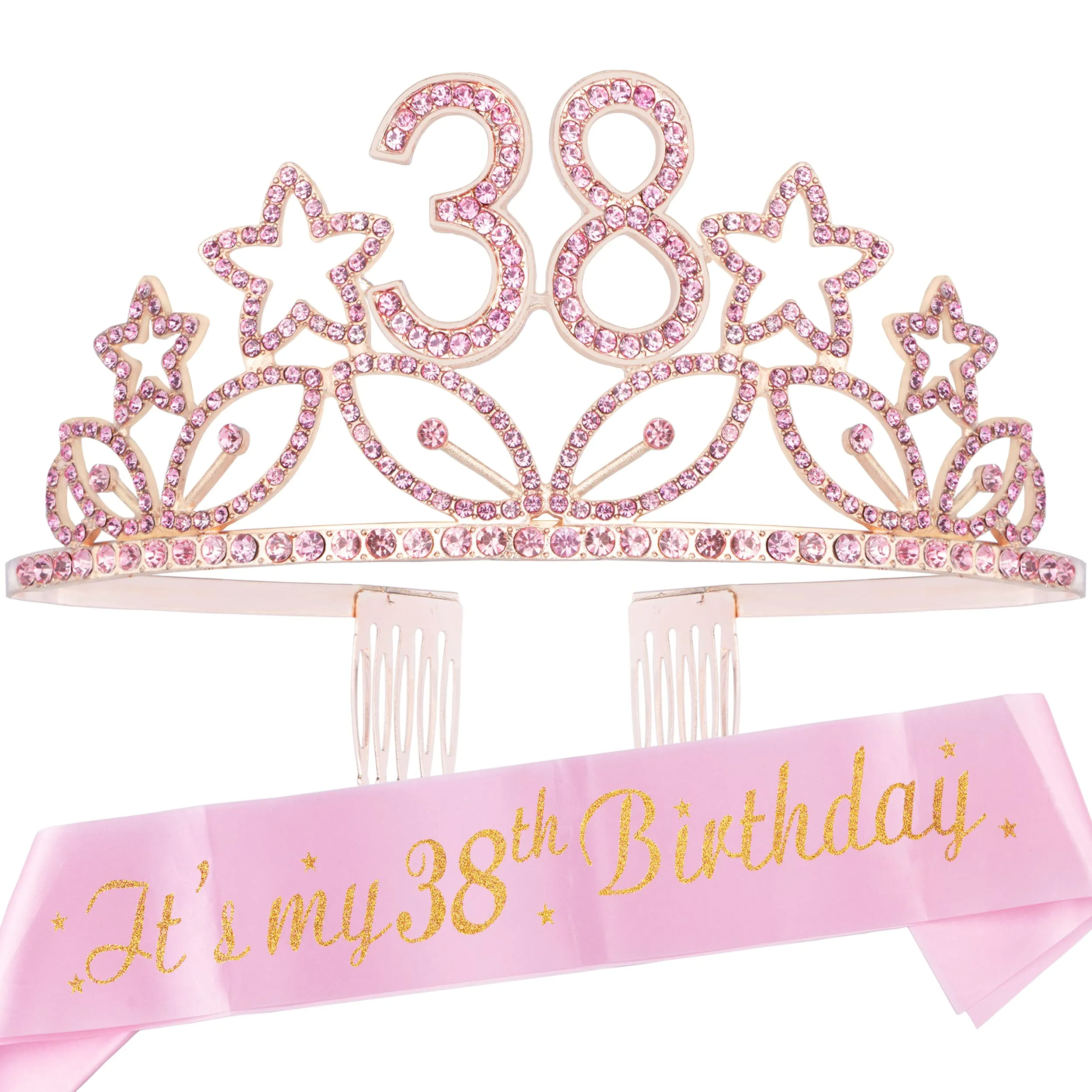 38th Birthday Gifts for Women, 38th Birthday Crown and Sash for Women, 38th Birthday