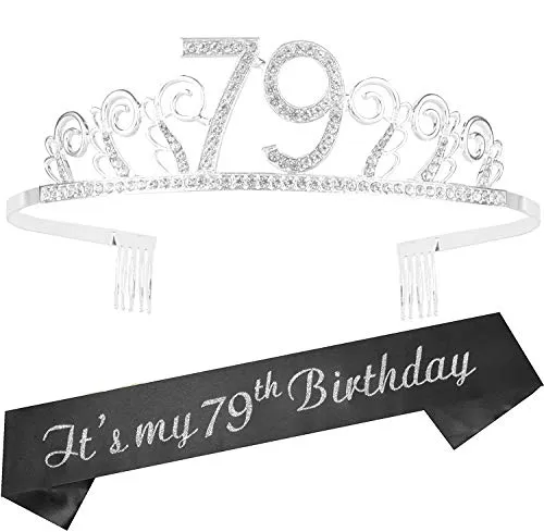 79th Birthday Gifts for Women, 79th Birthday Tiara and Sash, HAPPY 79th Birthday Party