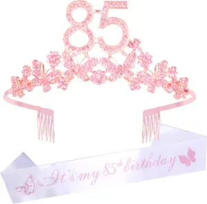 85th Birthday Gifts for Women, 85th Birthday Tiara and Sash, Its My 85th Birthday Sash