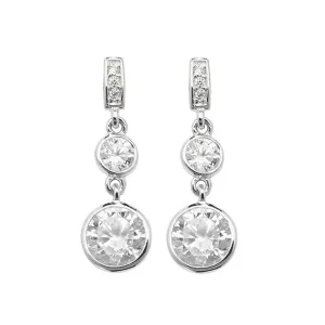 Acotis Silver Earrings Triple Zirconia Drop G51116