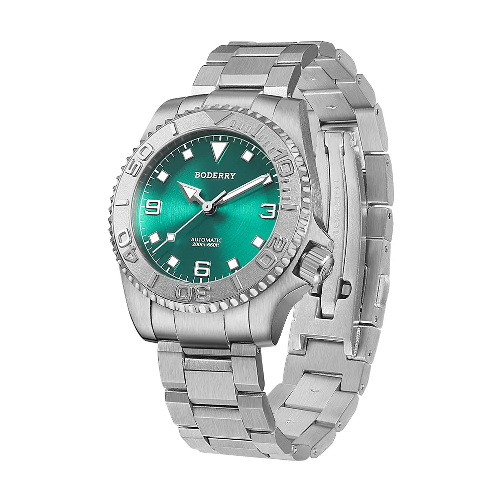 ADMIRAL 3-Hand No-Date - 200M Waterproof Titanium Automatic Diver Watch | Aurora Green