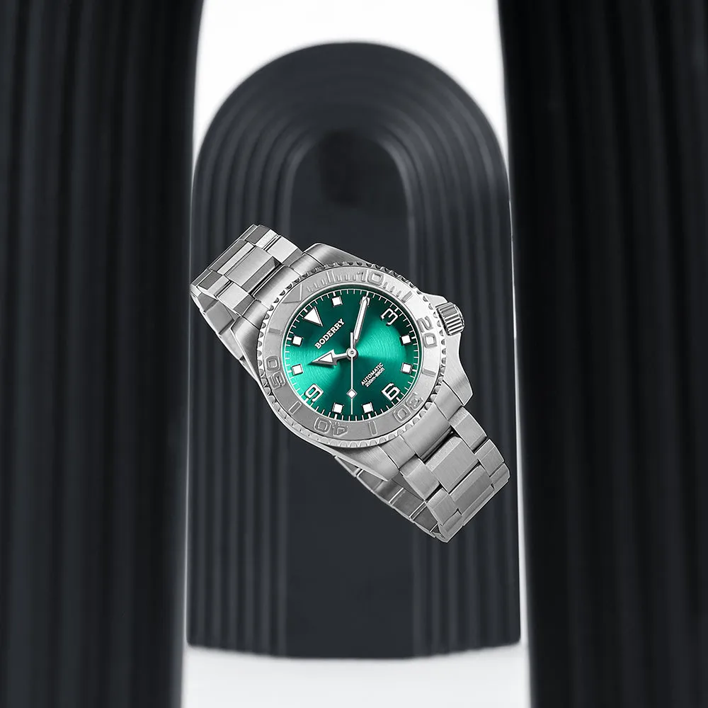 ADMIRAL 3-Hand No-Date - 200M Waterproof Titanium Automatic Diver Watch | Aurora Green