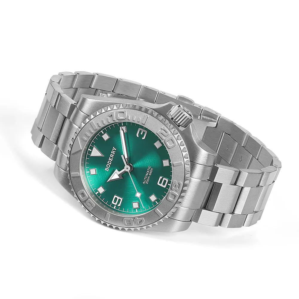 ADMIRAL 3-Hand No-Date - 200M Waterproof Titanium Automatic Diver Watch | Aurora Green