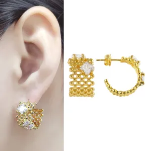 All-match 24K Gold-Plated Copper Earrings Jewelry Gift Present for Woman E8