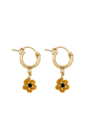 Amber Candy Flower Hoops - Gold Filled