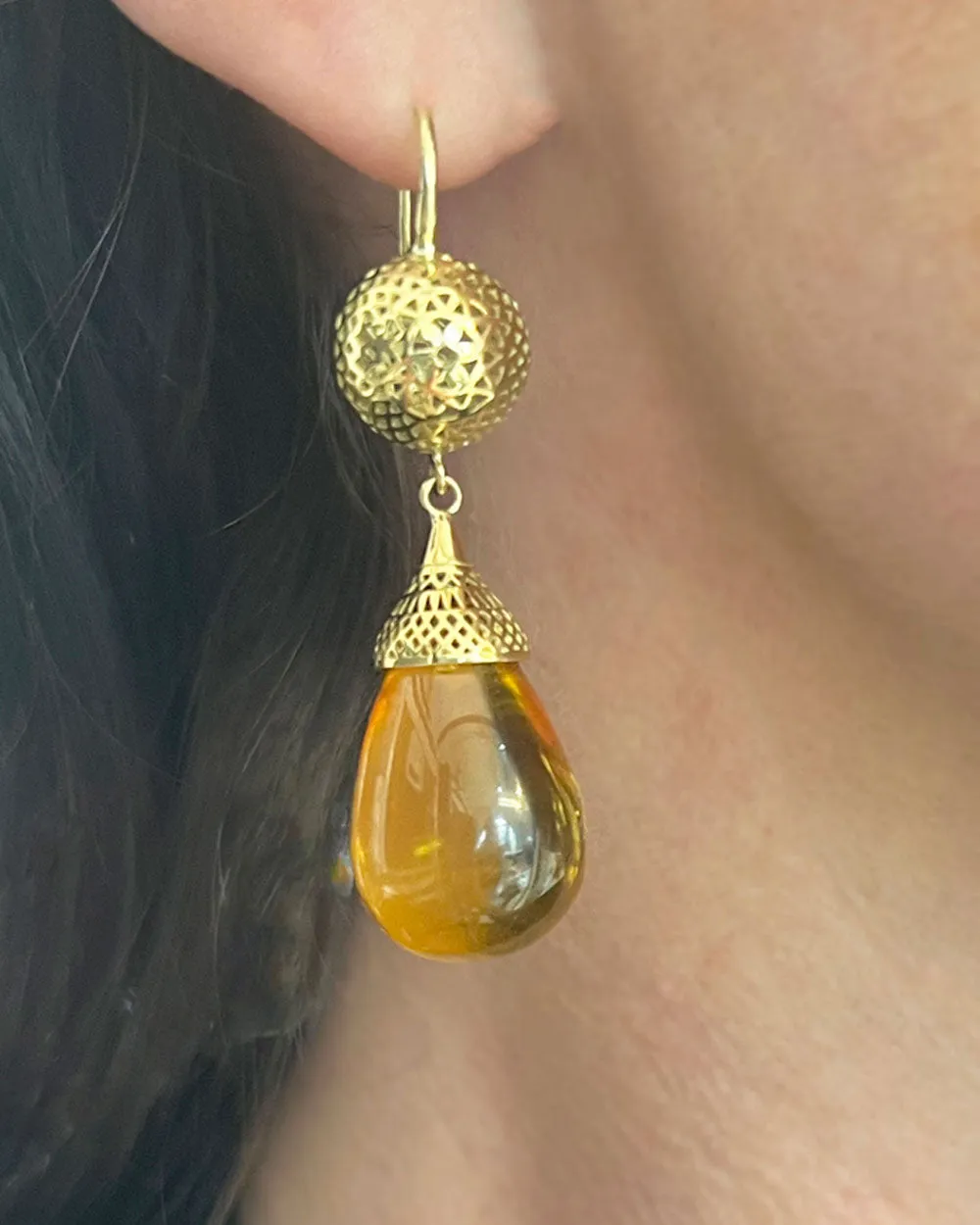 Amber Drop Earrings