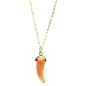 Antique Victorian Coral 9ct Gold Charm Necklace