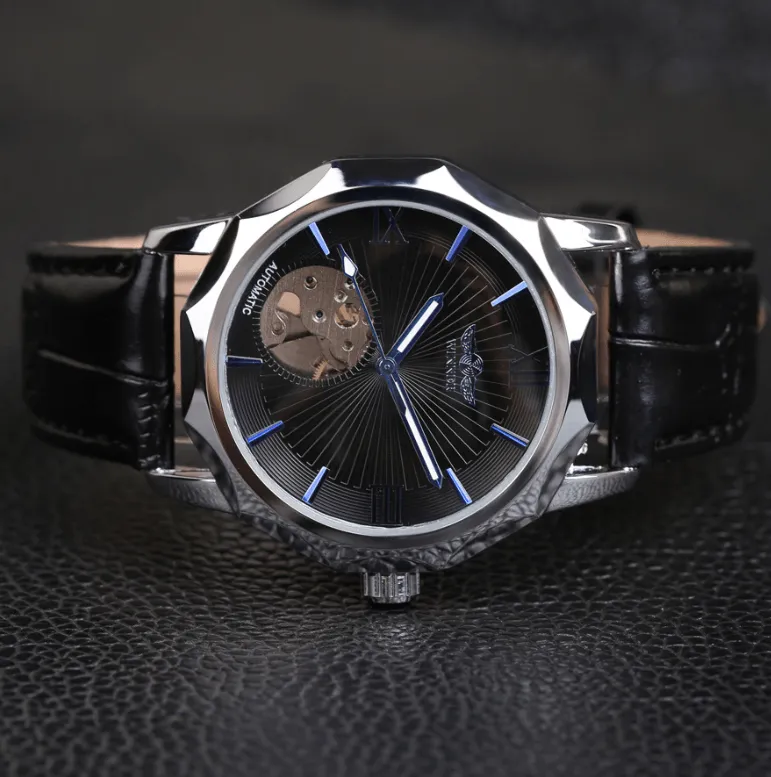 Aqua Trend men's watch High Quality Leather Black Crown