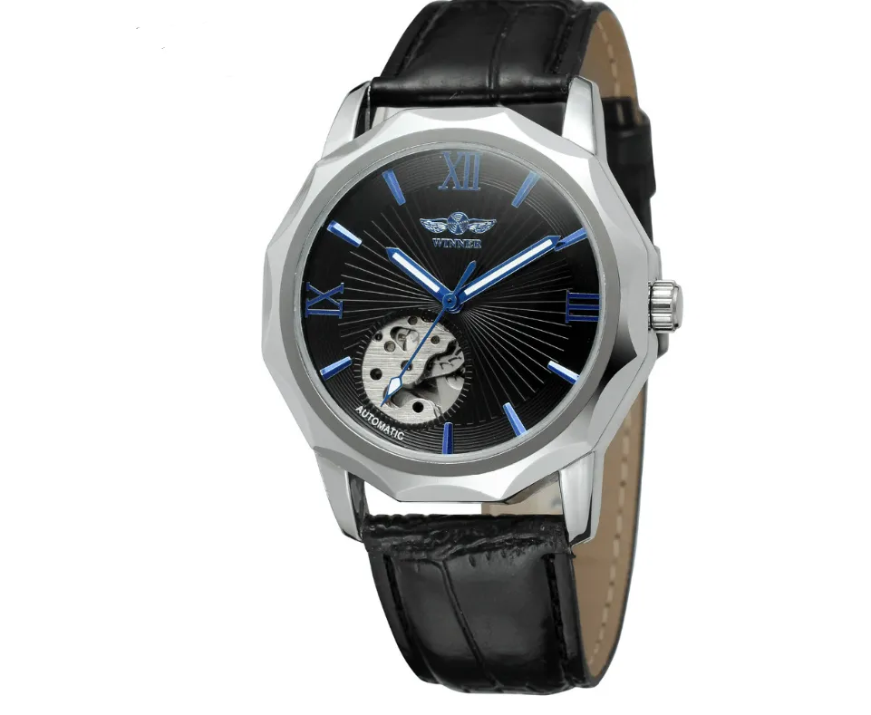 Aqua Trend men's watch High Quality Leather Black Crown