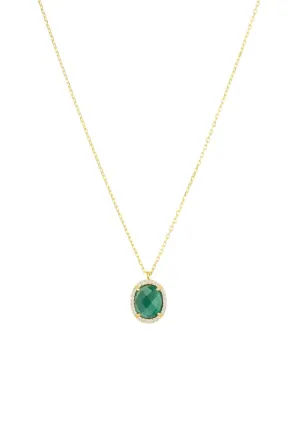 Beatrice Oval Gemstone Pendant Necklaceâ Gold Green Onyx