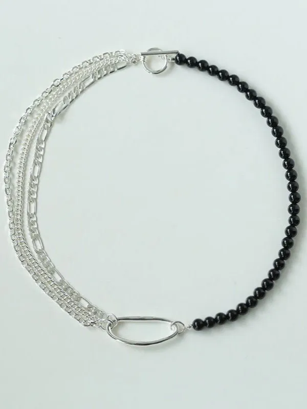 Black Onyx Splicing Multi-layer Chain Necklace