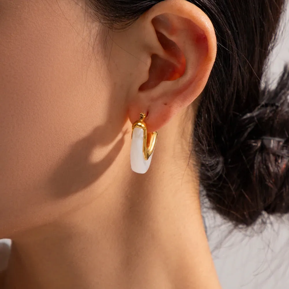 Chunky V Shaped Lucite Hoops Earrings