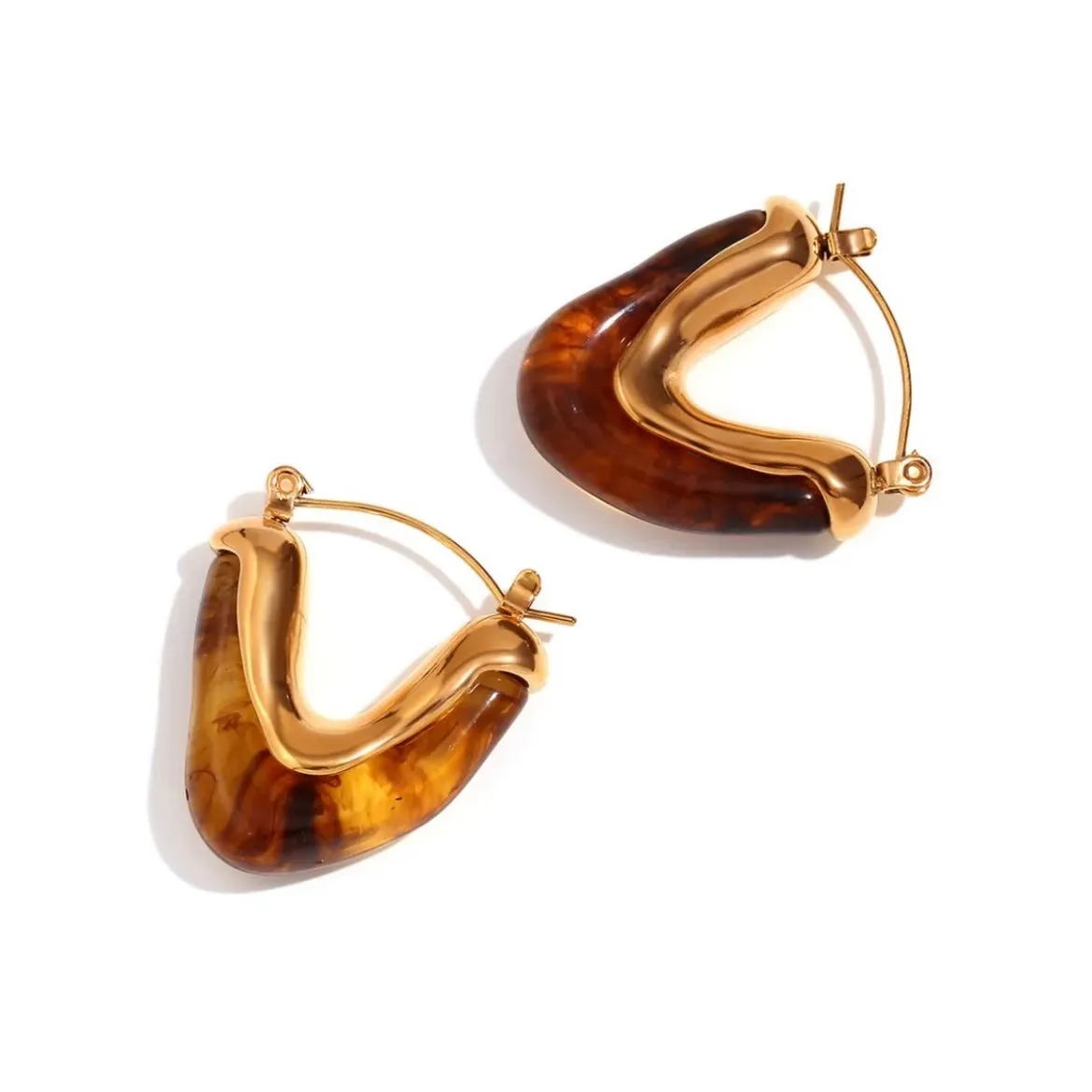 Chunky V Shaped Lucite Hoops Earrings