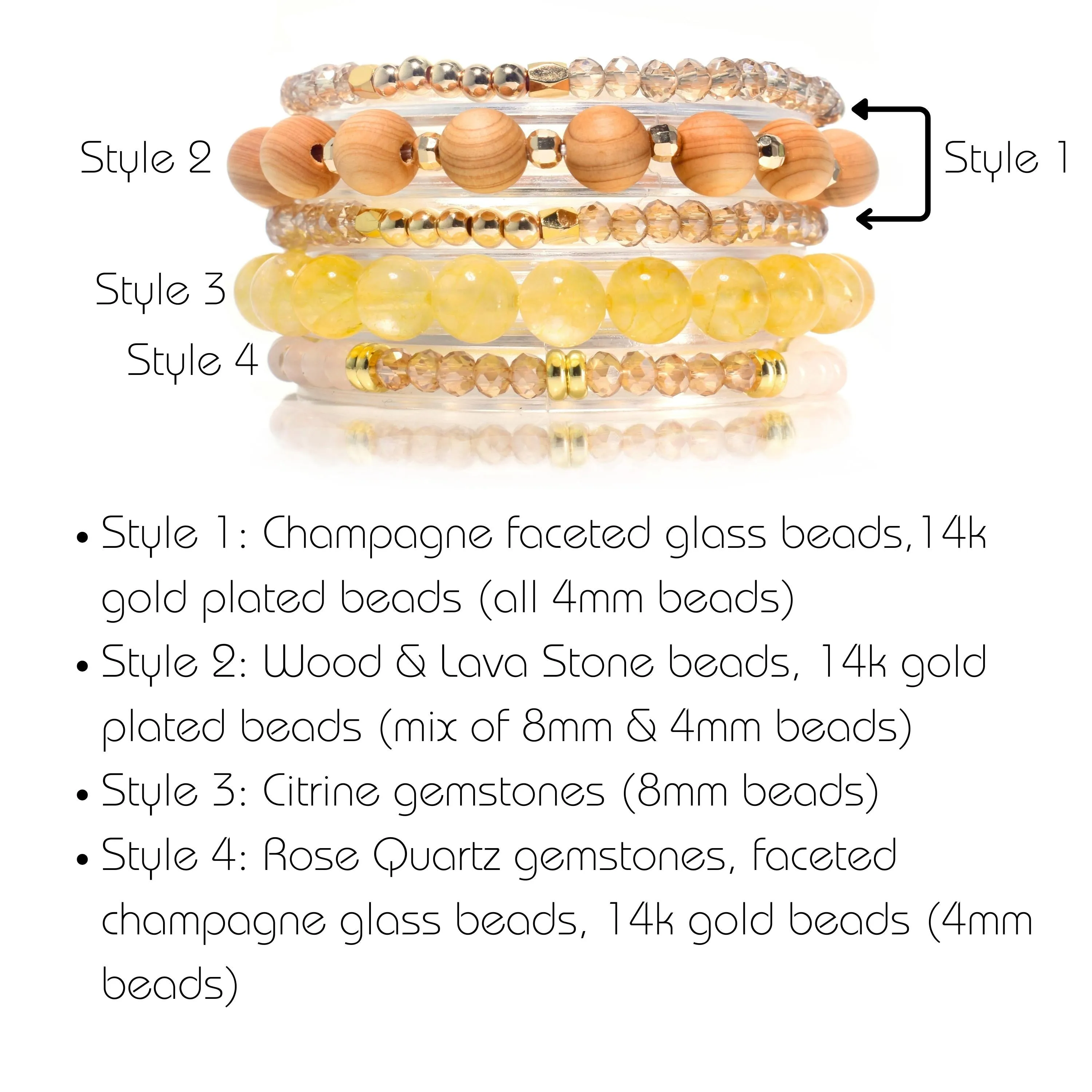 Citrine Wood & Gold Build-Your-Own Bracelet Set