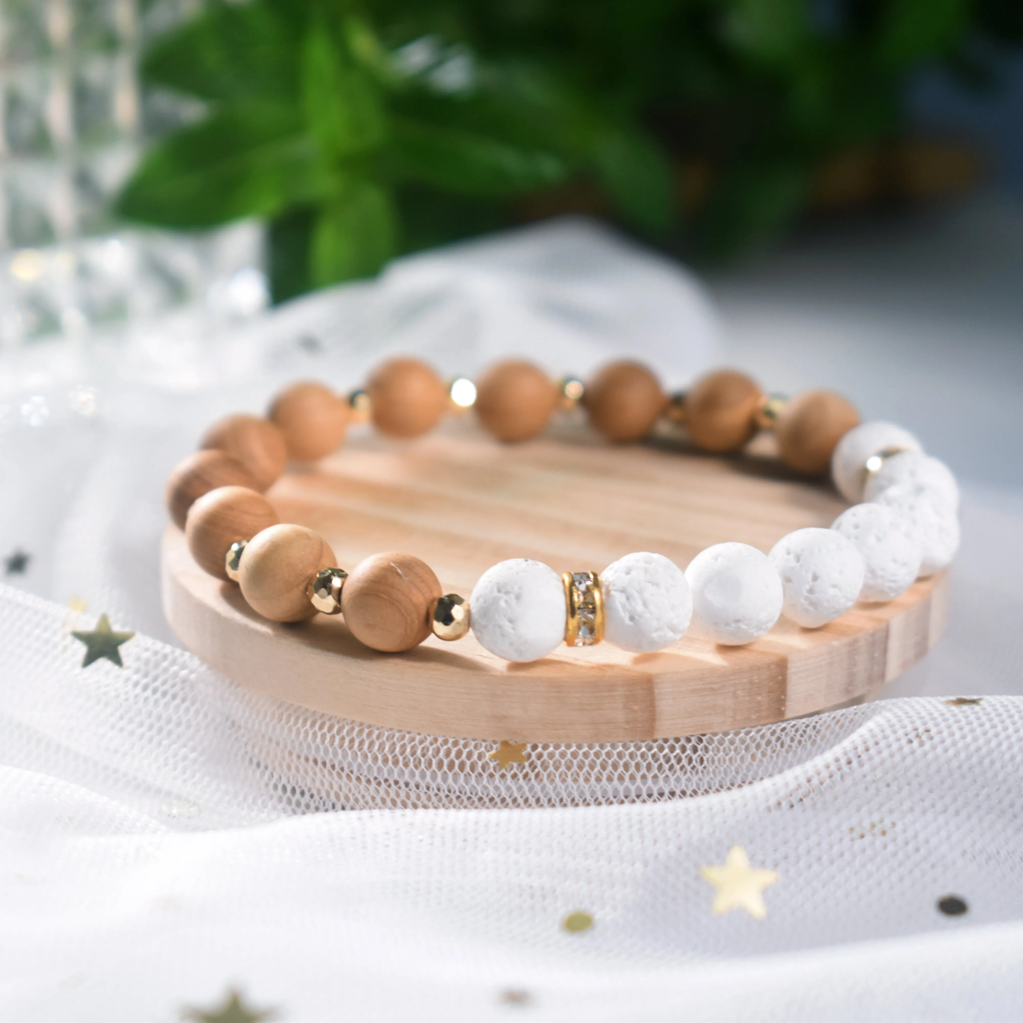 Citrine Wood & Gold Build-Your-Own Bracelet Set