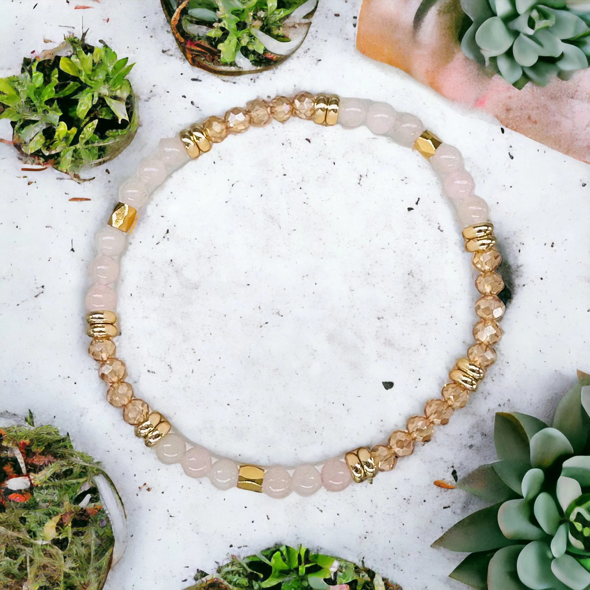 Citrine Wood & Gold Build-Your-Own Bracelet Set