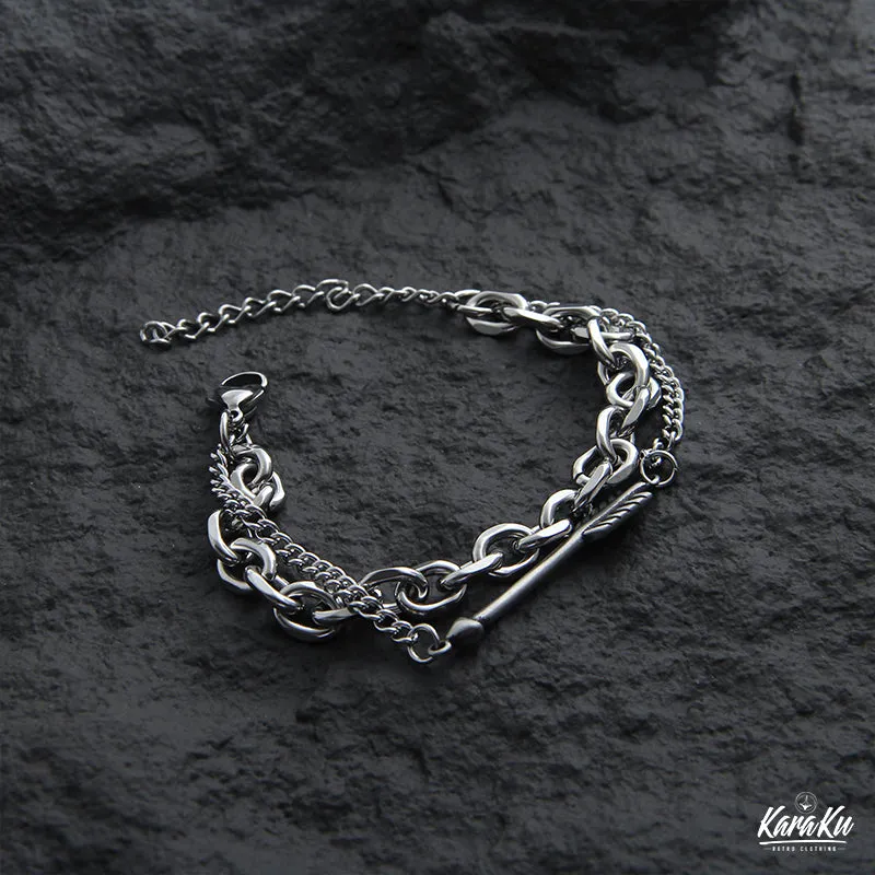 Combination Chain Arrow Titanium Cuban Bracelet