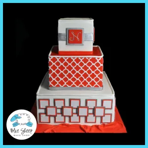 Coral Geometric Bat Mitzvah Cake