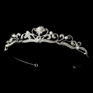 Crystal and Sim Pearl Vine Bridal Tiara