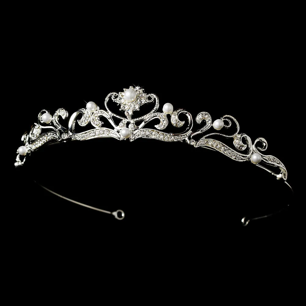 Crystal and Sim Pearl Vine Bridal Tiara