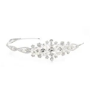 Crystal Wedding Headband or Tiara with Side Floral Design