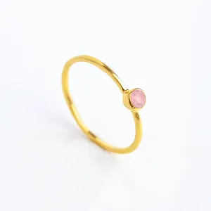 Dainty Stacking Pink Chalcedony Ring : October Birthstone