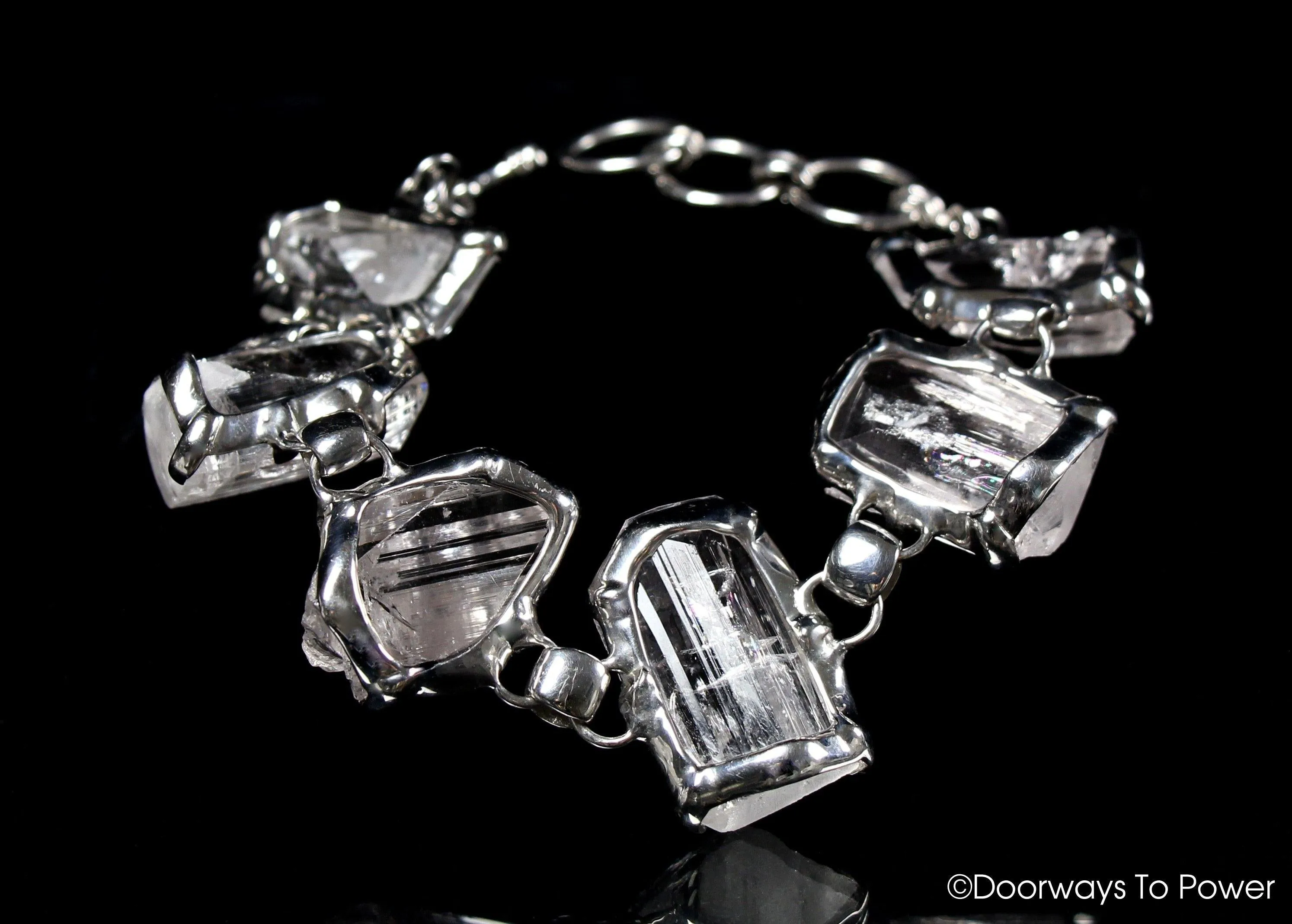 Danburite Synergy 12 Crystal Bracelet .925 SS 'Angelic Healer'