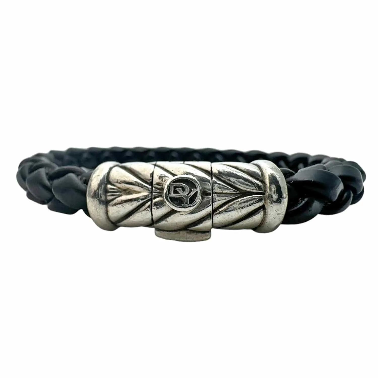 DAVID YURMAN Rubber Braided Bracelet with Sterling Silver Clasp - Black