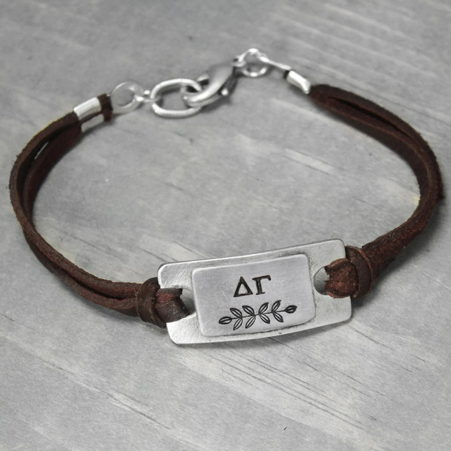 Delta Gamma Leather Bracelet