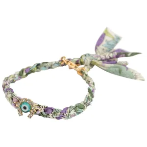 Diamante Horseshoe Lucky Charm Liberty Print Braid Bracelet