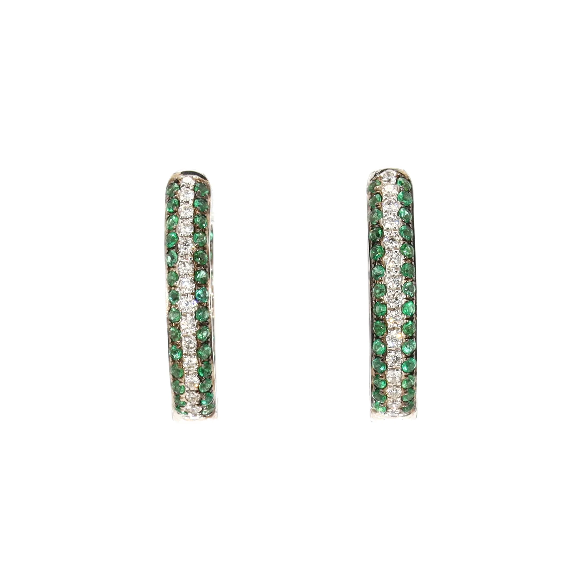 Emerald and Diamond Hoops