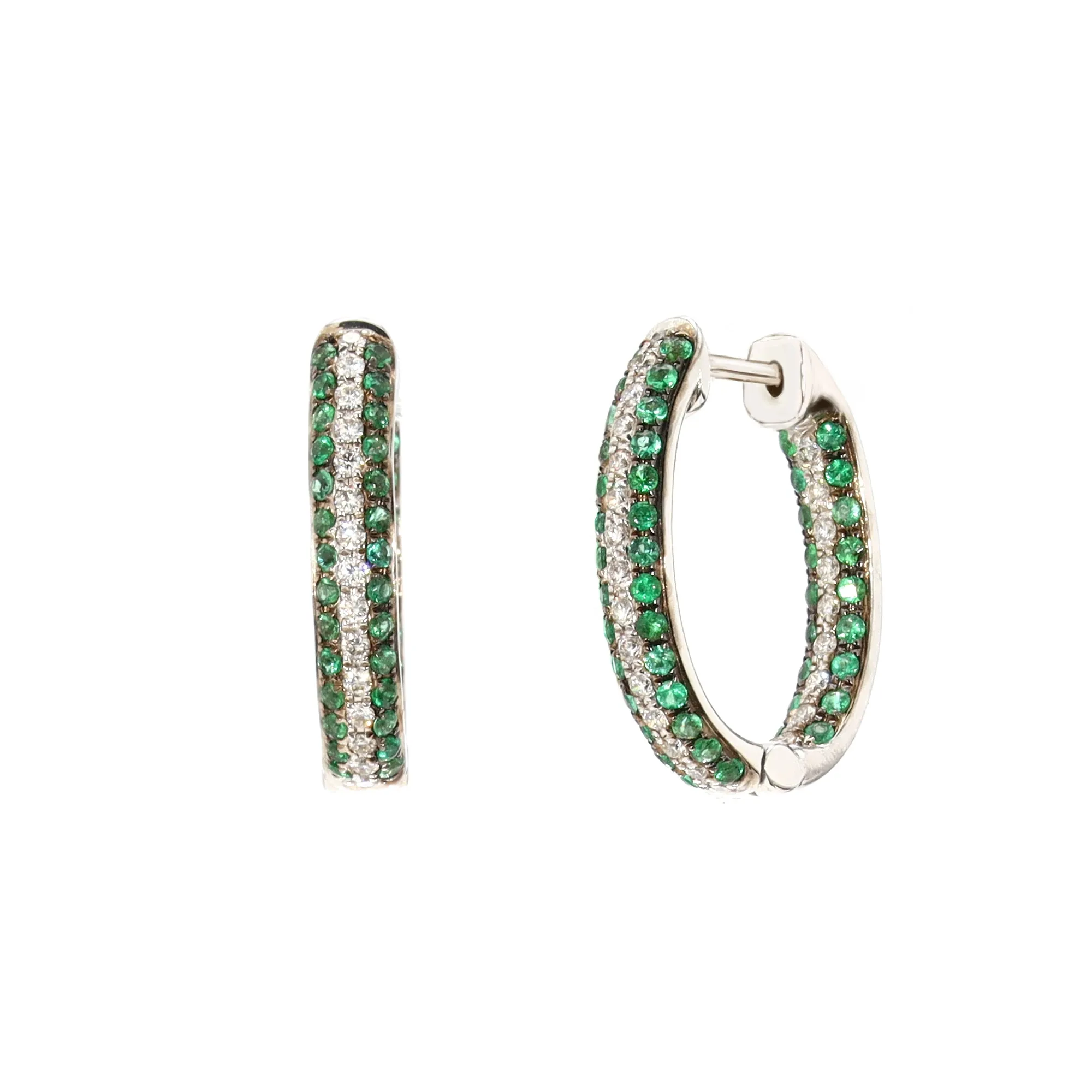 Emerald and Diamond Hoops